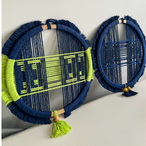 3 Boyutlu Desenli Makrome Duvar Süsü – 28x28 cm - Hanımefendy