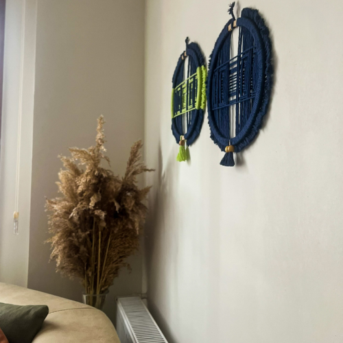 3 Boyutlu Desenli Makrome Duvar Süsü – 28x28 cm - 5