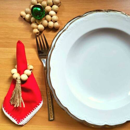 Ahşap Boncuk Peçete Halkası - Tinpazar