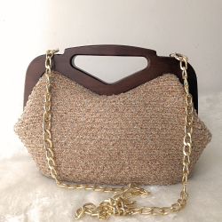 Ahşap Burslu Şönil El Ve Omuz çantası - 1