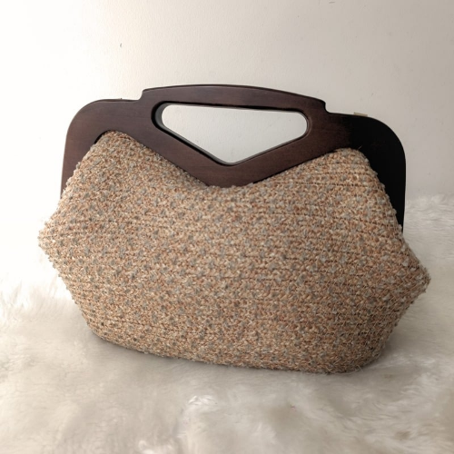 Ahşap Burslu Şönil El Ve Omuz çantası - 2