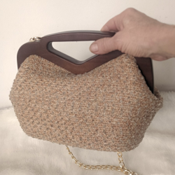 Ahşap Burslu Şönil El Ve Omuz çantası - 3