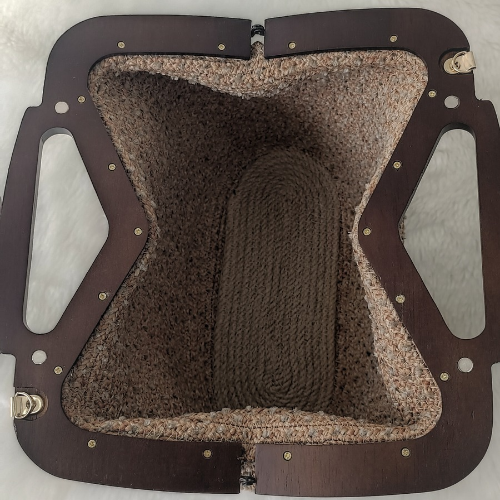 Ahşap Burslu Şönil El Ve Omuz çantası - 5