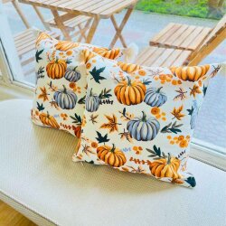 Balkabaklı desen Duck Keten Runner, Kırlent kılıfı seti - 2