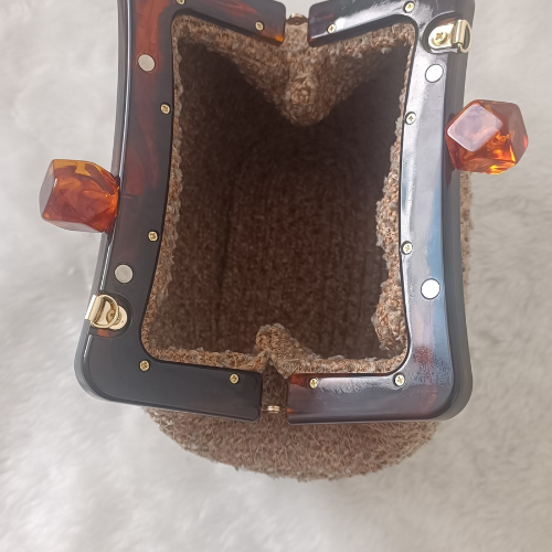  Bej Şönil Akrilik Burslu El Ve Omuz Çanta - 4