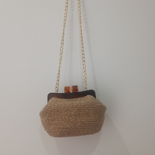  Bej Şönil Akrilik Burslu El Ve Omuz Çanta - 6