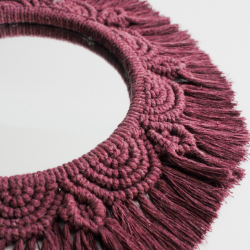 Bohem Tarzı Mor Makrome Duvar Aynası – El Yapımı 37x37 cm - 5