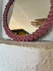 Dekoratif Örgü Bohem Ayna 24X24 cm - 1