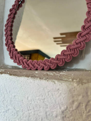 Dekoratif Örgü Bohem Ayna 24X24 cm - Hanımefendy