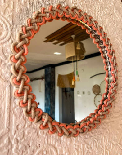 Dekoratif Örgü Bohem Ayna 24X24 cm - 5