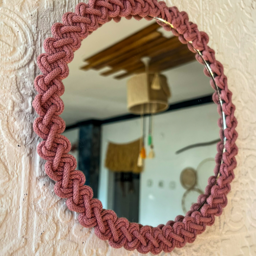 Dekoratif Örgü Bohem Ayna 24X24 cm - 4