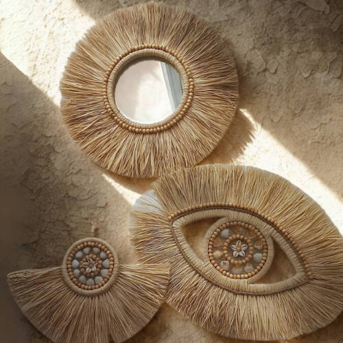 Doğal rafya 3lü Bohem Set - Çalıkuşu Design