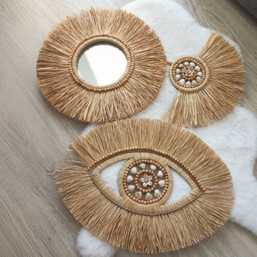 Doğal rafya 3lü Bohem Set - 4