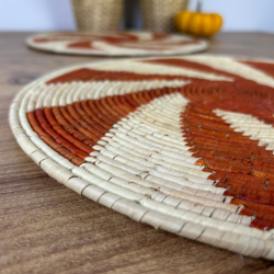 El Yapımı Desenli 2’li Hasır Supla Seti 30cm Çap – Amerikan Servis, Dayanıklı Örgü, Modern Rustik Masa Dekoru - 3