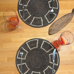 El Yapımı Desenli 2’li Hasır Supla Seti 30cm Çap – Amerikan Servis, Dayanıklı Örgü, Modern Rustik Masa Dekoru - 2