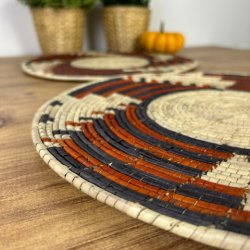 El Yapımı Desenli 2’li Hasır Supla Seti 30cm Çap – Amerikan Servis, Dayanıklı Örgü, Modern Rustik Masa Dekoru - 2
