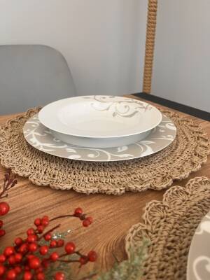 El Yapımı Yuvarlak Kağıt Ip/hasır Supla 2 Adet - 36x36 Cm - 2