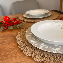 El Yapımı Yuvarlak Kağıt Ip/hasır Supla 2 Adet - 36x36 Cm - 2