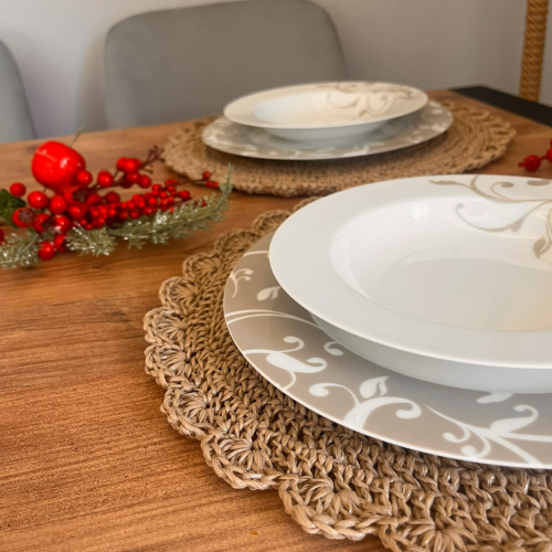 El Yapımı Yuvarlak Kağıt Ip/hasır Supla 2 Adet - 36x36 Cm - 2