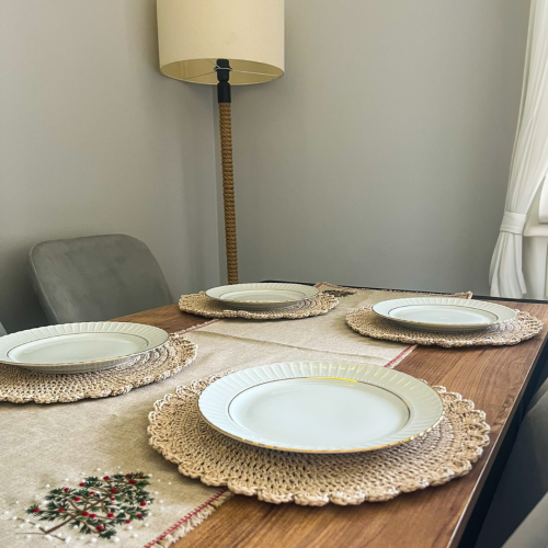 El Yapımı Yuvarlak Kağıt Ip/hasır Supla 2 Adet - 36x36 Cm - 8