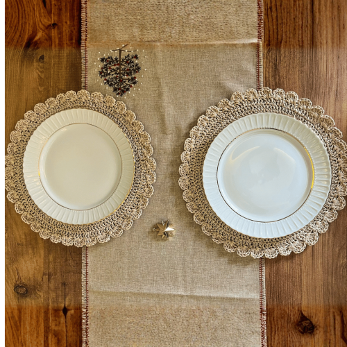 El Yapımı Yuvarlak Kağıt Ip/hasır Supla 2 Adet - 36x36 Cm - 9