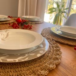 El Yapımı Yuvarlak Kağıt Ip/hasır Supla 2 Adet - 36x36 Cm - 1