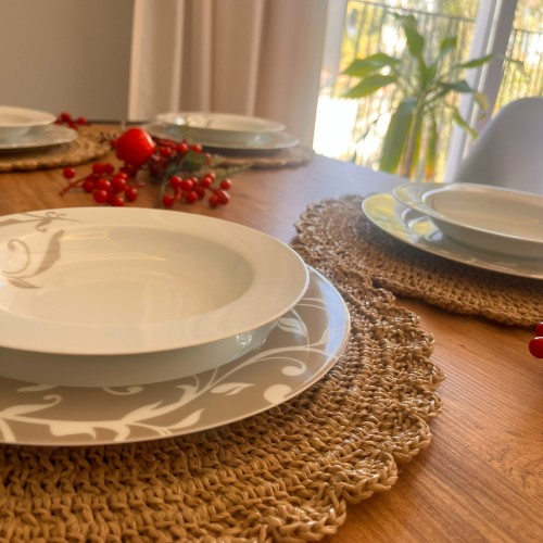 El Yapımı Yuvarlak Kağıt Ip/hasır Supla 2 Adet - 36x36 Cm