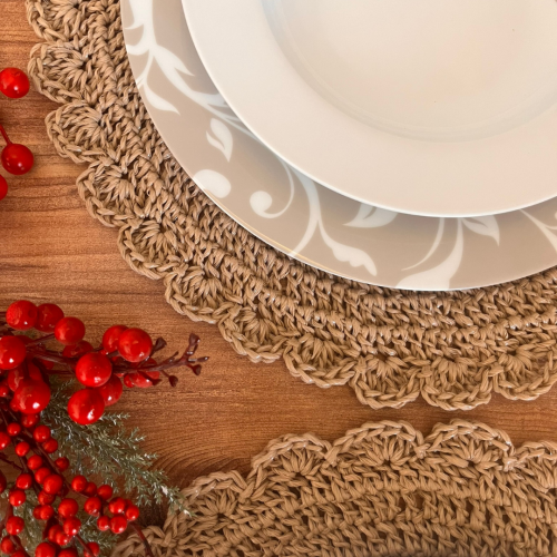 El Yapımı Yuvarlak Kağıt Ip/hasır Supla 2 Adet - 36x36 Cm - 4