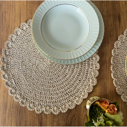 El Yapımı Yuvarlak Kağıt Ip/hasır Supla 2 Adet - 36x36 Cm - 7