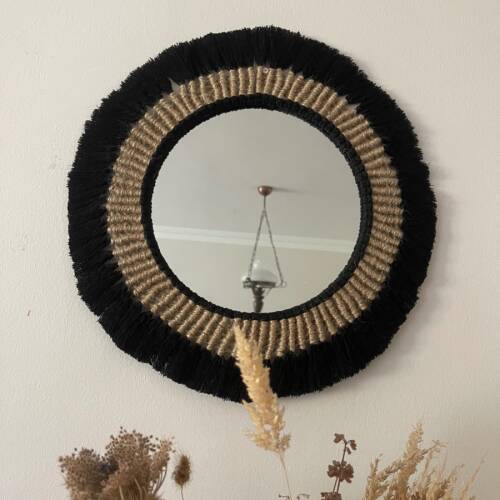 El Yapımı Makrome & Jüt Duvar Aynası - 4