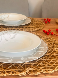 El Yapımı Oval Doğal Kağıt Ip/hasır Supla 2 Adet - 45x36 Cm - 2