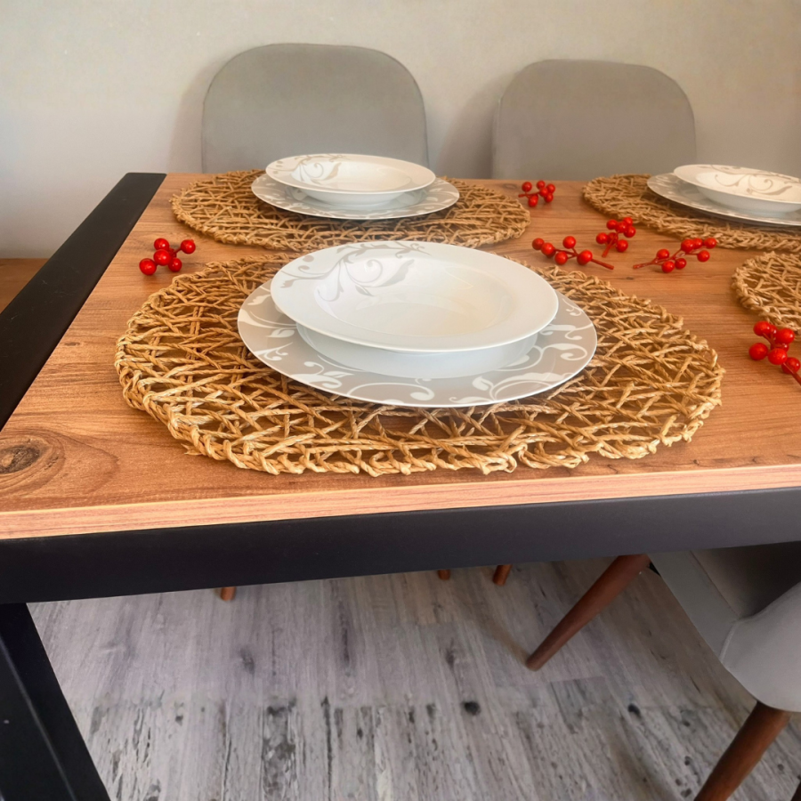 El Yapımı Oval Doğal Kağıt Ip/hasır Supla 2 Adet - 45x36 Cm - 3