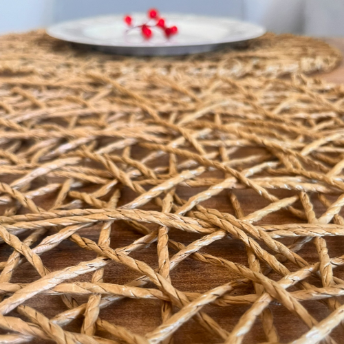 El Yapımı Oval Doğal Kağıt Ip/hasır Supla 2 Adet - 45x36 Cm - 4