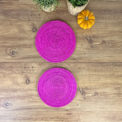 El Yapımı Pembe 2’li Hasır Supla Seti 30cm Çap – Amerikan Servis, Dayanıklı Örgü, Modern Rustik Masa Dekoru - 1