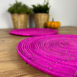 El Yapımı Pembe 2’li Hasır Supla Seti 30cm Çap – Amerikan Servis, Dayanıklı Örgü, Modern Rustik Masa Dekoru - 2