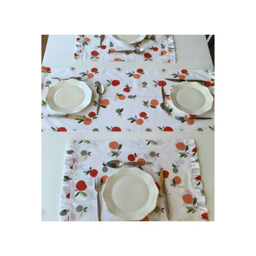 Elma desen Masa örtüsü Amerikan servis seti - 2