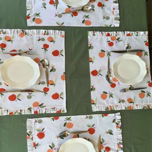 Elma desen Masa örtüsü Amerikan servis seti - Moonjy