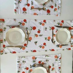 Elma desen Masa örtüsü Amerikan servis seti - 4