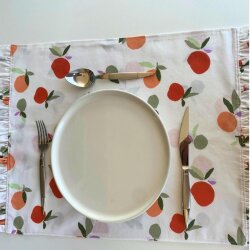Elma desen Masa örtüsü Amerikan servis seti - 5