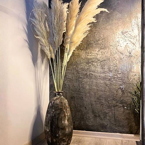 Ember Dust | Orta Boy Dekoratif Toprak Küp Vazo Bohem Salon Dekoru - 2