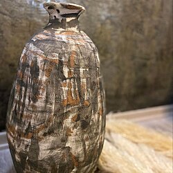 Ember Dust | Orta Boy Dekoratif Toprak Küp Vazo Bohem Salon Dekoru - 3