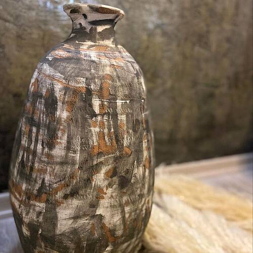 Ember Dust | Orta Boy Dekoratif Toprak Küp Vazo Bohem Salon Dekoru - 3