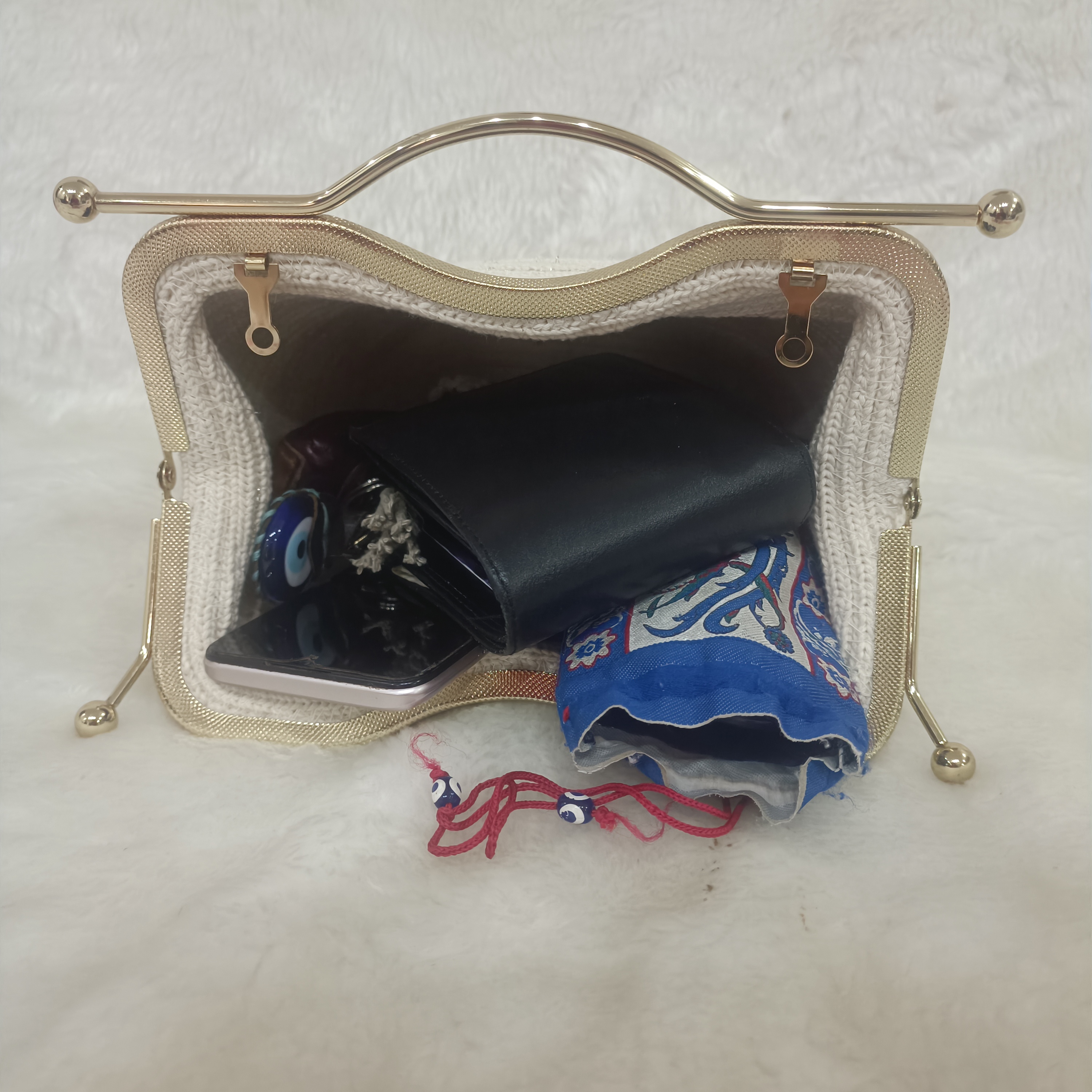 Gold metal burslu el çantası - 3