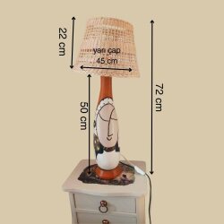 Bambu Başlıklı Su Kabağı Aydınlatma | El Yapımı Doğal Masa Lambası - 7