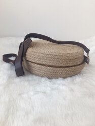 Hasır jüt daire çapraz omuz çantası - 3