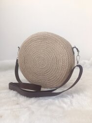 Hasır jüt daire çapraz omuz çantası - 1