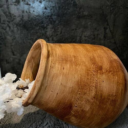 Honey | Büyük Boy Dekoratif Toprak Küp Vazo Bohem Salon Dekoru - 3