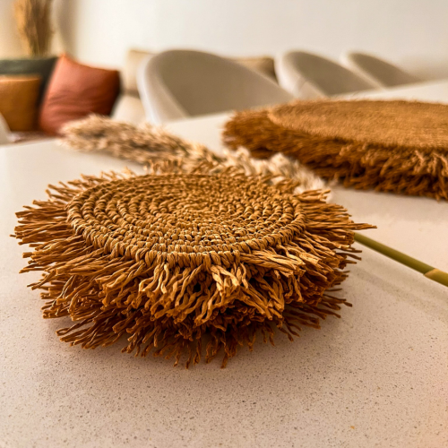 Kağıt Ip/hasır Püsküllü Yuvarlak Bardak&kupa&mum Altlığı (6 ADET) - 2