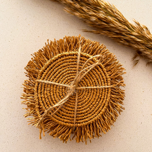 Kağıt Ip/hasır Püsküllü Yuvarlak Bardak&kupa&mum Altlığı (6 ADET) - Hanımefendy