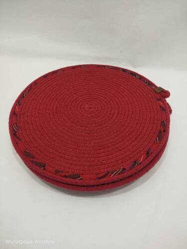 Kırmızı  Ekose Kumaş Geçişli 6lı Supla Takımı